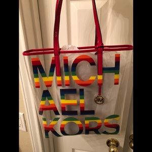 Michael Kors Large Clear and Rainbow Tote NWT